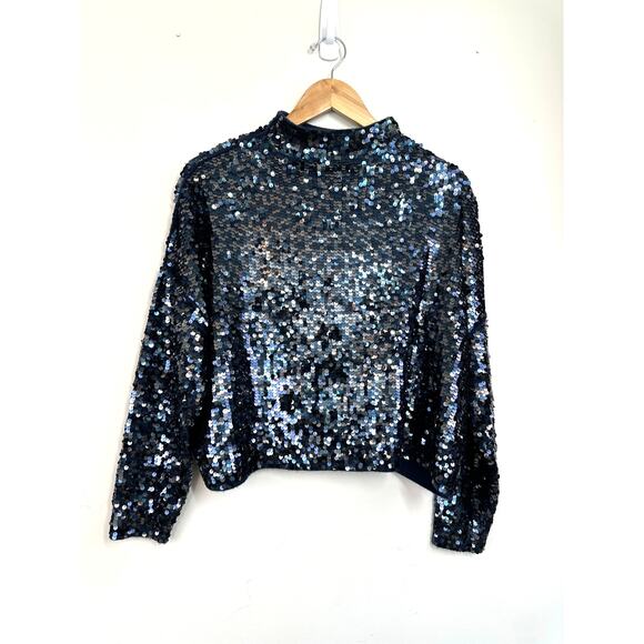 Anthropologie Pilcro Alani Cashmere Sequin Mock-Neck Sweater Size Small - Picture 4 of 13